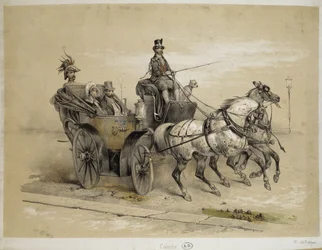 Kutsche - Lithografie von Adam, um 1840