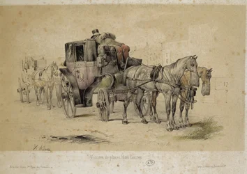 Fiaker genannte Wagen - Lithographie von Adam, ca. 1840