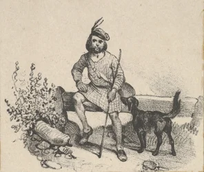 Mann sitzt mit einem Hund