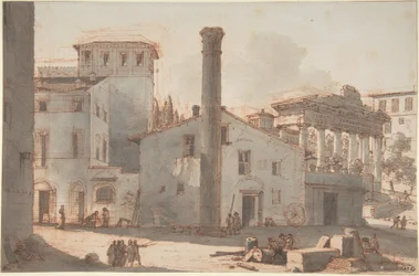 Ansicht des Forum Romanum mit der Phokas-Säule und dem Saturntempel