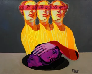 Surreale Figuren Lila Kopf