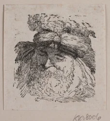 Kopf eines Mannes mit Pelzmütze