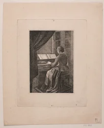 Porträt der Frau des Malers, Klavier spielend