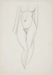 Stehende nackte Frau von vorne gesehen