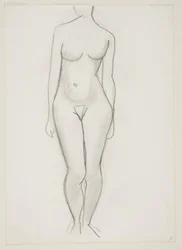 Stehende nackte Frau von vorne gesehen