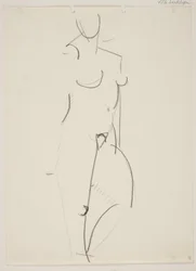 Stehende nackte Frau, nach rechts gewandt