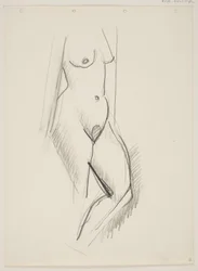 Stehende nackte Frau, nach rechts gewandt