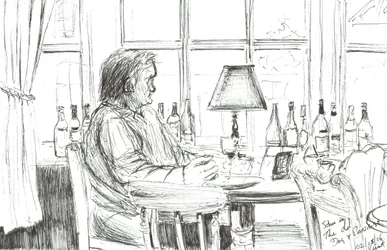 Mann in einer Kneipe nach dem Essen, 2006