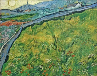 Eingezäuntes Weizenfeld mit aufgehender Sonne, 1889