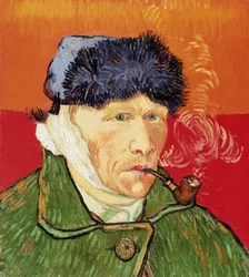 Selbstporträt mit verbundenem Ohr und Pfeife, 1889