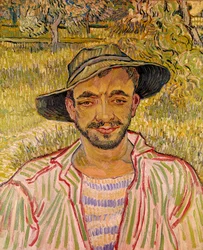 Büste eines Bauern mit Strohhut