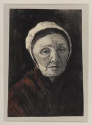Kopf einer alten Frau in einer Scheveninger Kappe, 1882-83