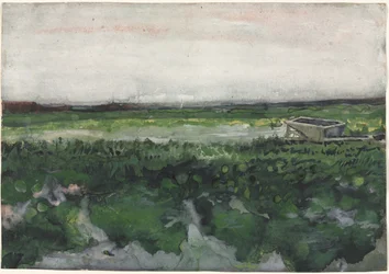 Landschaft mit Schubkarre