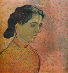 Porträt eines jungen Mädchens vor rosa Hintergrund, 1888