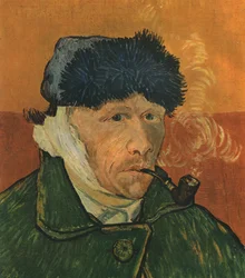 Selbstporträt mit verbundenem Ohr und Pfeife, Februar 1889