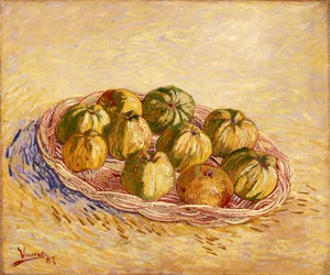 Stillleben, Korb mit Äpfeln
