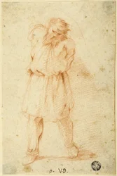 Figur mit hinter dem Rücken gefesselten Armen