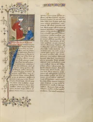 Boethius unterrichtet einen Jungen in Arithmetik
