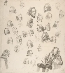 Skizzen von Voltaire im Alter von einundachtzig Jahren