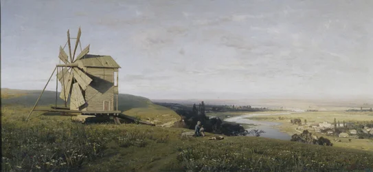 Ukrainische Landschaft mit Windmühle