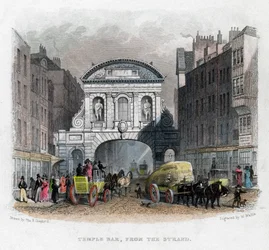 Temple Bar, vom Strand aus, London, 1829
