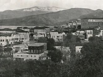 Blick auf die Stadt mit dem Libanongebirge, Beirut, 1895