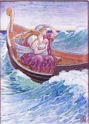 Zwei Tage und zwei Nächte wurde das Boot hin und her geworfen, Illustration aus Die Geschichte Griechenlands, 1930er Jahre