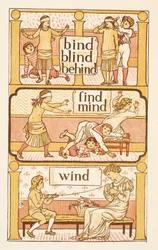 Reimwörter, die mit dem Buchstaben D enden. Ein Spiel von Blindekuh. Zur Veranschaulichung der Verwendung des Buchstabens i. Der Goldene Primer