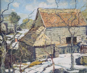 Scheune in Pennsylvania im Schnee