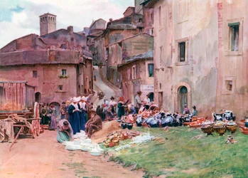 Ein Töpfermarkt in Assisi