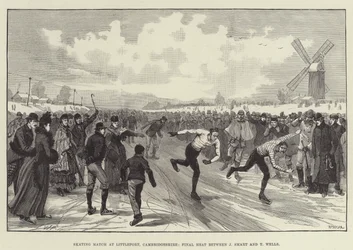 Schlittschuhrennen in Littleport, Cambridgeshire, Endlauf zwischen J Smart und T Wells