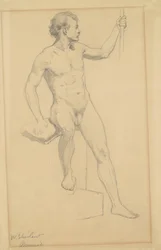 Sitzender männlicher Akt, ca. 1870-77