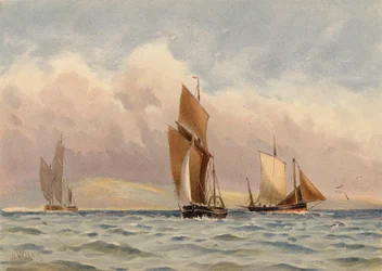 Boulogne-Luggers vor der französischen Küste