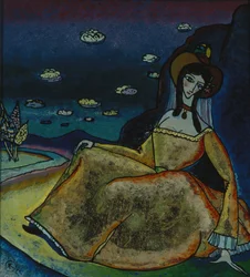 Dame im goldenen Kleid, 1917