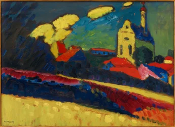 Studie zu Murnau – Landschaft mit Kirche I