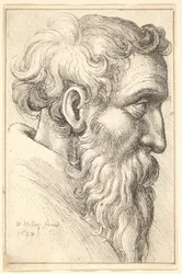 Bärtiger alter Mann im Profil nach rechts, 1645