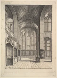 Brays Kapelle in der St.-Georgs-Kapelle, Windsor (aus Elias Ashmoles „Die Gründung, Gesetze und Zeremonien des höchst edlen Hosenbandordens“, London 1672)