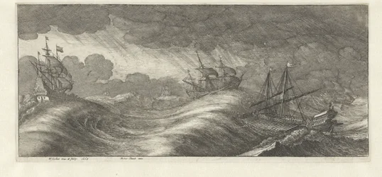 Galeere und andere Schiffe in einem Seesturm