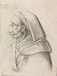 Groteskes Profil eines Mannes mit Kapuze