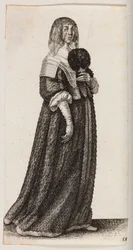 Frau mit Schleier und einem Fächer mit Federn