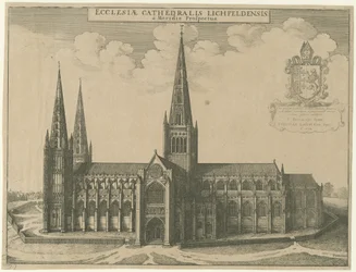 Kathedrale von Lichfield - Südansicht: Radierung