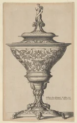Verzierter Kelch auf Maskenfüßen, 1645
