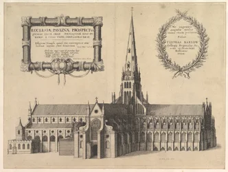 St. Pauls von Süden mit dem Turm, Ecclesiae Paulinae Prospectus, 1657