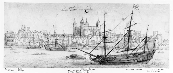 Der Tower von London, ca. 1637-41 (Feder und Tinte, Graphit und Aquarell auf Papier)