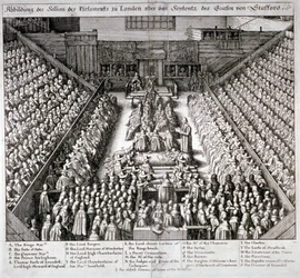 Der Prozess von Thomas Wentworth, Earl of Strafford, Westminster Hall, London, 1641