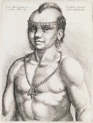Dreiundzwanzigjähriger Indianer aus Virginia, Kupferstich von Wenceslaus Hollar