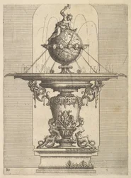 Entwurf für einen Brunnen, Tafel 80 aus Dietterlins Architettura, 1598