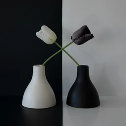 Schwarz-weiße Tulpenbalance