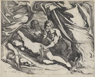Schlafende Venus von Satyrn beobachtet
