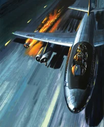 Albtraum in einem brennenden Bomber, Illustration aus 